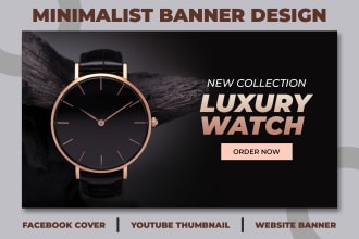 design minimalist website banner, google ads banner, facebook cover, thumbnail