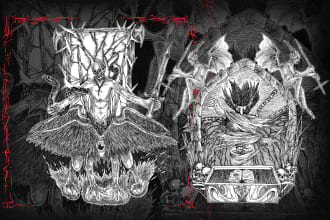 make dark illustration for metal album and t shirt design