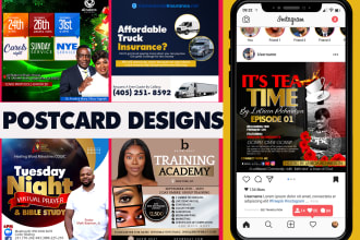 design postcard, social media banner church or podcast flyer