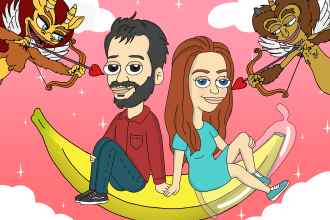make big mouth cartoon couple portrait