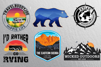 vintage, outdoor, camper trailer, adventure logo and t shirt
