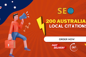 create top 200 australia local citations and directory submission local seo
