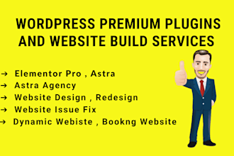 install elementor pro and other plugin ,build website