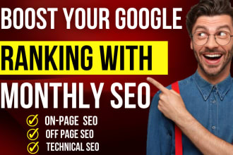 do on page onsite complete monthly SEO service for google top ranking