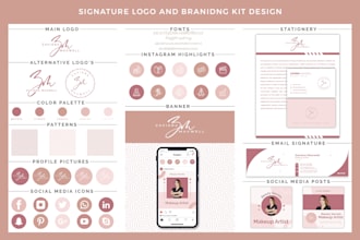 design signature logo and branding kit and social media kit