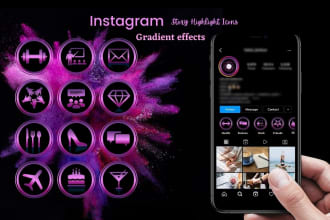 design instagram story highlight covers with gradient metallic effect