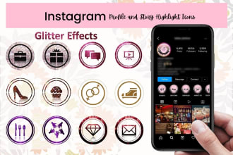 design instagram story highlight cover icons with glitter effect