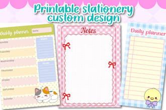 design cute kawaii stationery, weekly planner, and notepads