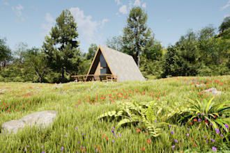 do exterior render landscape, garden and  backyard
