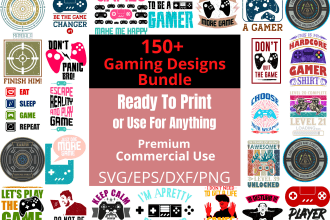 send 150 gaming logo, tshirt designs bundle svg, png, dxf,