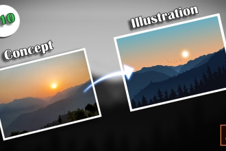create a beautiful landscape scenery illustration for you