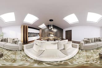 create 3d and rendering 360 view panorama for interior