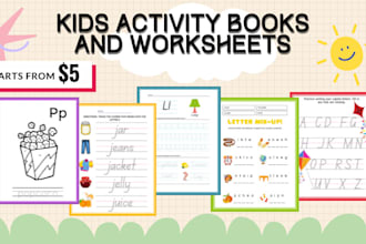 design custom activity books and tracing worksheets for kids