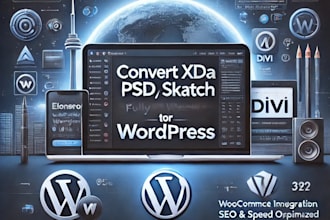 convert PSD, xd, figma to wordpress using elementor or divi