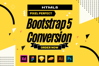 expert conversion service PSD xd figma to HTML, bootstrap 5 and reactjs