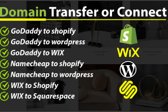 connect or transfer domain to shopify, wix, wordpress, squarespace