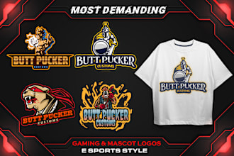 do eye catching gaming, esports, mascot logo merch design