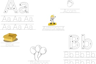 create a unique kids coloring book, alphabetic coloring book