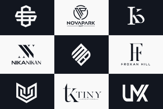 do a monogram initial letter mark, font, and text logo