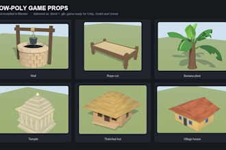 create low poly 3d game props, objects and assets