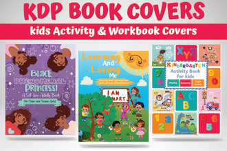 design amazon KDP low content kids activity coloring and workbook covers