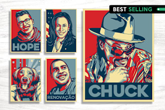 manually draw portrait obama hope style pop campaign poster
