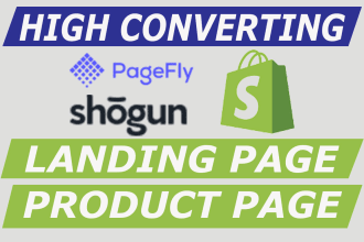 design shopify landing page, or product page with  pagefly or gempages
