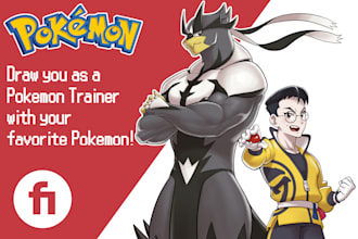 Best Price!  draw you as a trainer with your favorite pokemon fan art