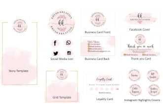 do signature watercolor feminine logo with instagram branding