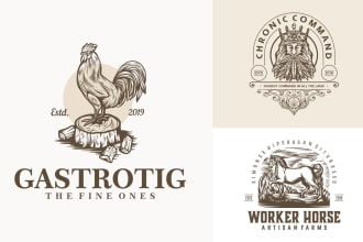 create a retro vintage hand drawn logo design illustration