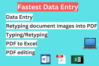 do the fastest data entry, retyping document images into PDF, typing