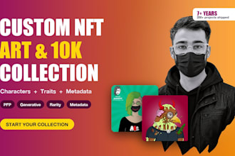 design custom nft art and generate 10k nft collection with metadata
