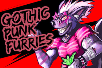 make a gothic punk furry illustration