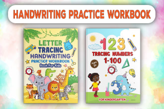 create children handwriting letters tracing workbook for KDP