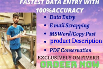 do fastest data entry, copy past ,product description in one day