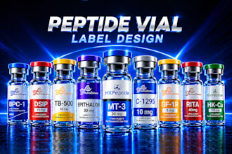 do product label design, peptide label, vial label design