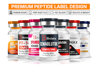 do product label design, peptide label, vial label design