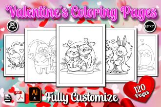give you 120  valentine day coloring pages for kids amazon KDP