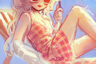 illustrate your characters in cute pastel style