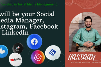 manage social media, instagram, facebook and linkedin