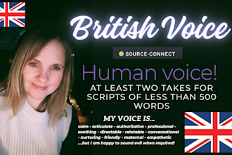 record a warm female british commercial voice over