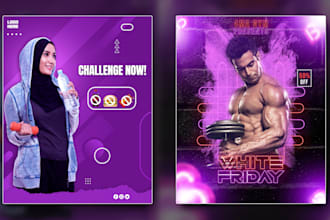 do fitness gym and boxing design flyer, poster