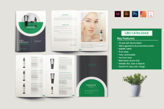design cbd or hemp catalouge, lookbook, label in adobe indesign