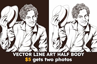 make your photo into vector line art  half body
