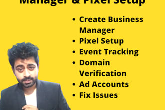 set up facebook business manager, ad account, pixel setup