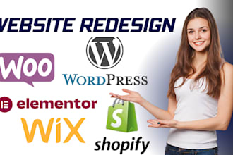 customize redesign wordpress website woocommerce, wix site