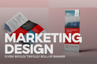 design marketing materials, flyer, bifold, trifold, banners