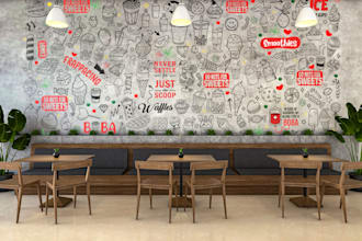 do doodle, mural, wall art for home, office and restaurant