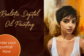 draw realistic digital oil painting portrait