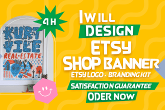 design etsy shop banner, etsy cover, icon, and logo for you